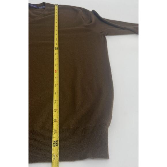 Ralph Lauren Purple Label 100% Cashmere V Neck Sweater L Brown Men’s Ribbed Cuff - Picture 6 of 8